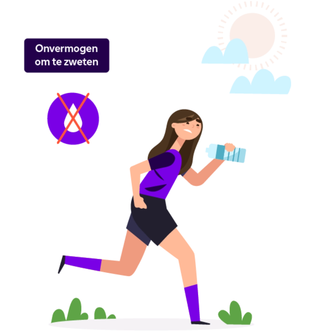Een sportende jonge vrouw met een waterflesje in haar hand die oververhit raakt.