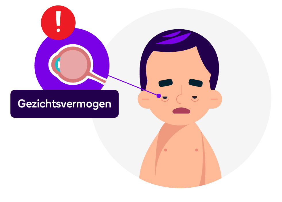 Man met verminderd gezichtsvermogen.