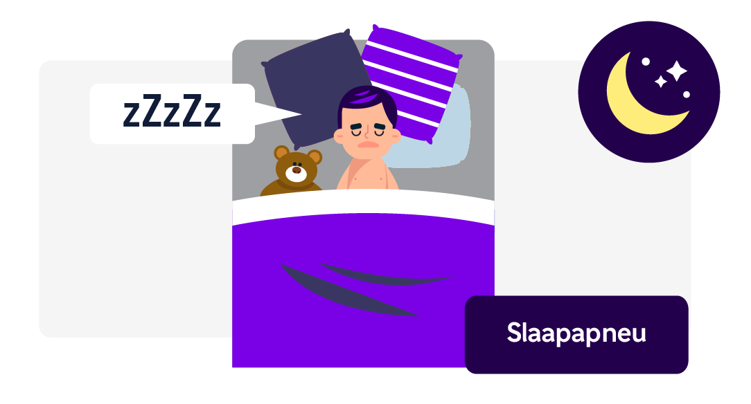 Man die s'nachts slaapt in zijn bed.